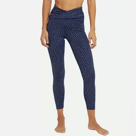 NWOT NIKE BLUE POLKA DOT LEGGINGS WITH TWIST - Picture 1 of 6